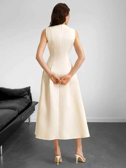 Robe midi sans manches ligne A avec poches