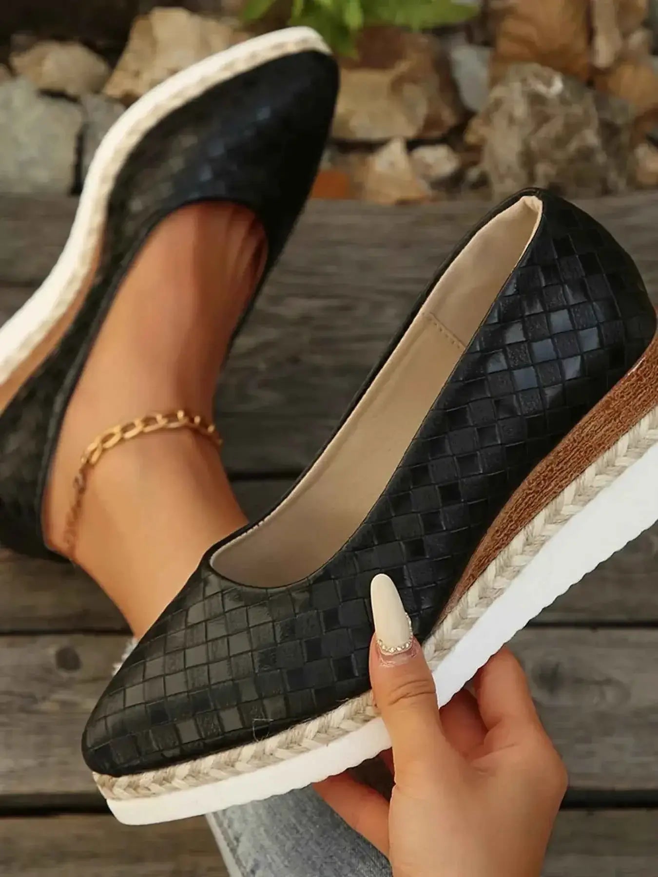 Mocassins compensés bout pointu