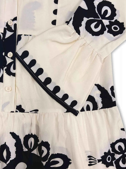 Robe midi bohème à imprimé et volants étagés