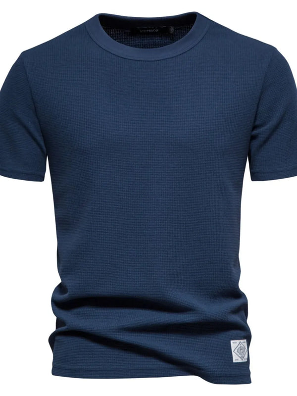 T-shirt homme col rond maille gaufre manches courtes