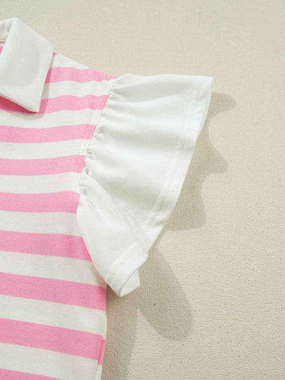 Blouse rayée à manches volantées