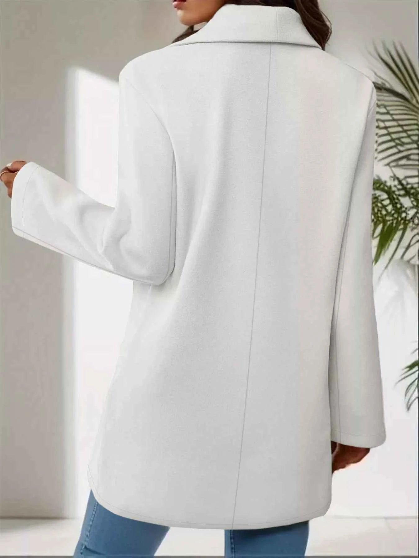 Manteau oversize col à revers bouton unique en mélange laine