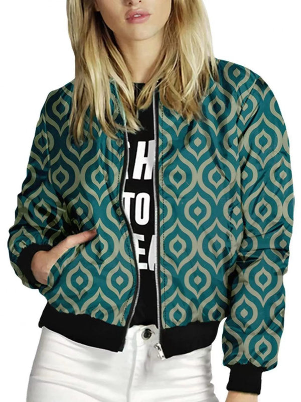 Veste courte zippée imprimée