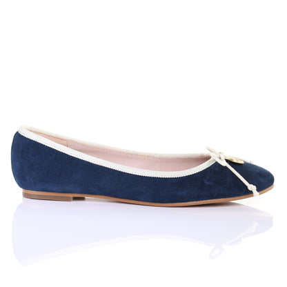 Ballerines en daim avec nœud bleu marine MyParisMonaco