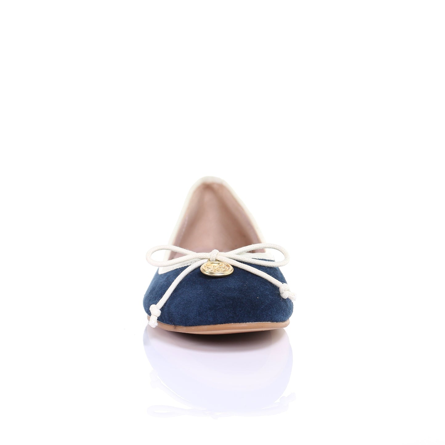 Ballerines en daim avec nœud bleu marine MyParisMonaco