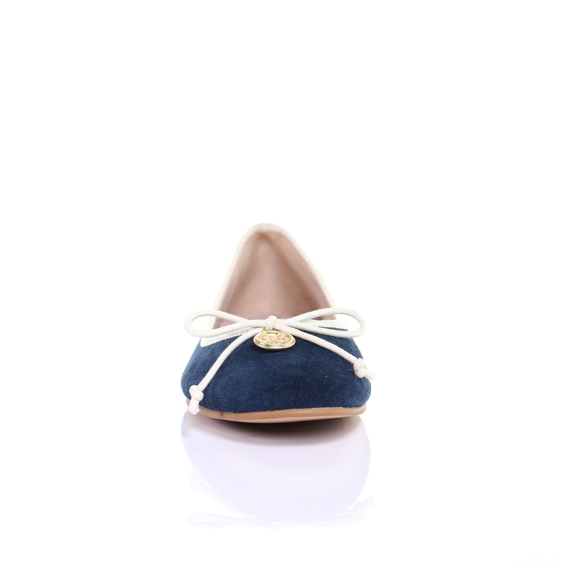 Ballerines en daim avec nœud bleu marine MyParisMonaco