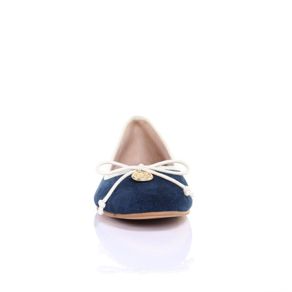 Ballerines en daim avec nœud bleu marine MyParisMonaco