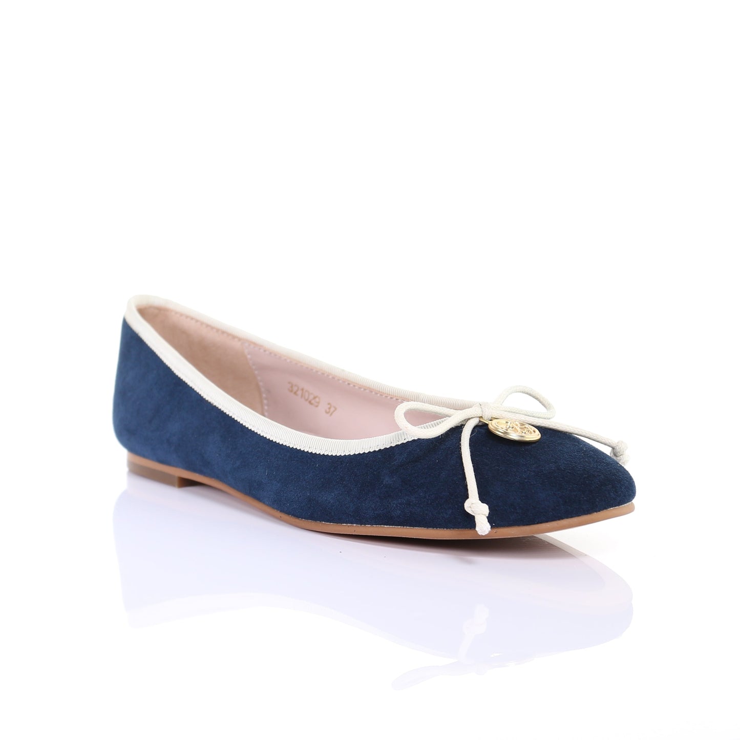 Ballerines en daim avec nœud bleu marine MyParisMonaco