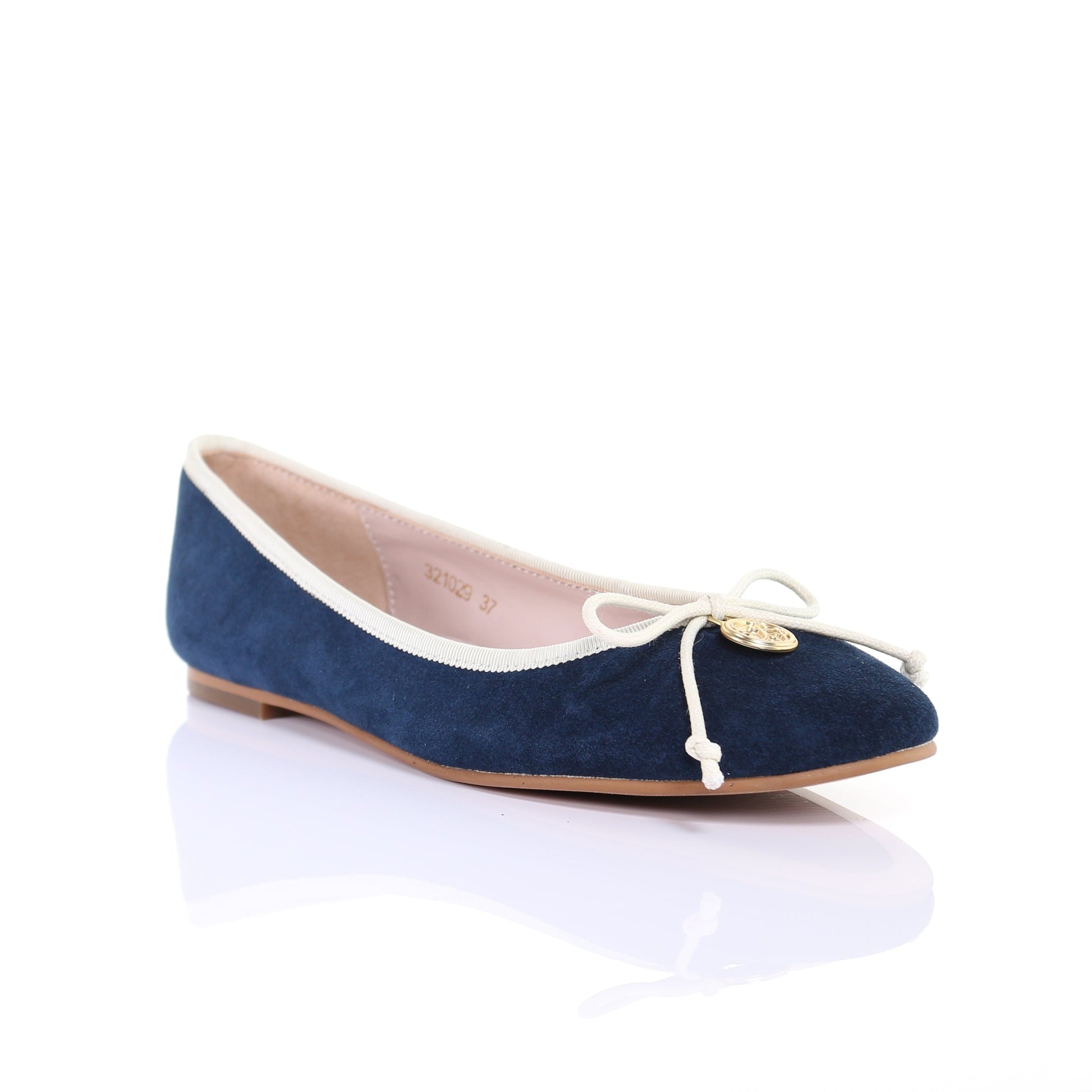 Ballerines en daim avec nœud bleu marine MyParisMonaco