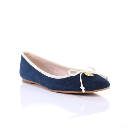 Ballerines en daim avec nœud bleu marine MyParisMonaco