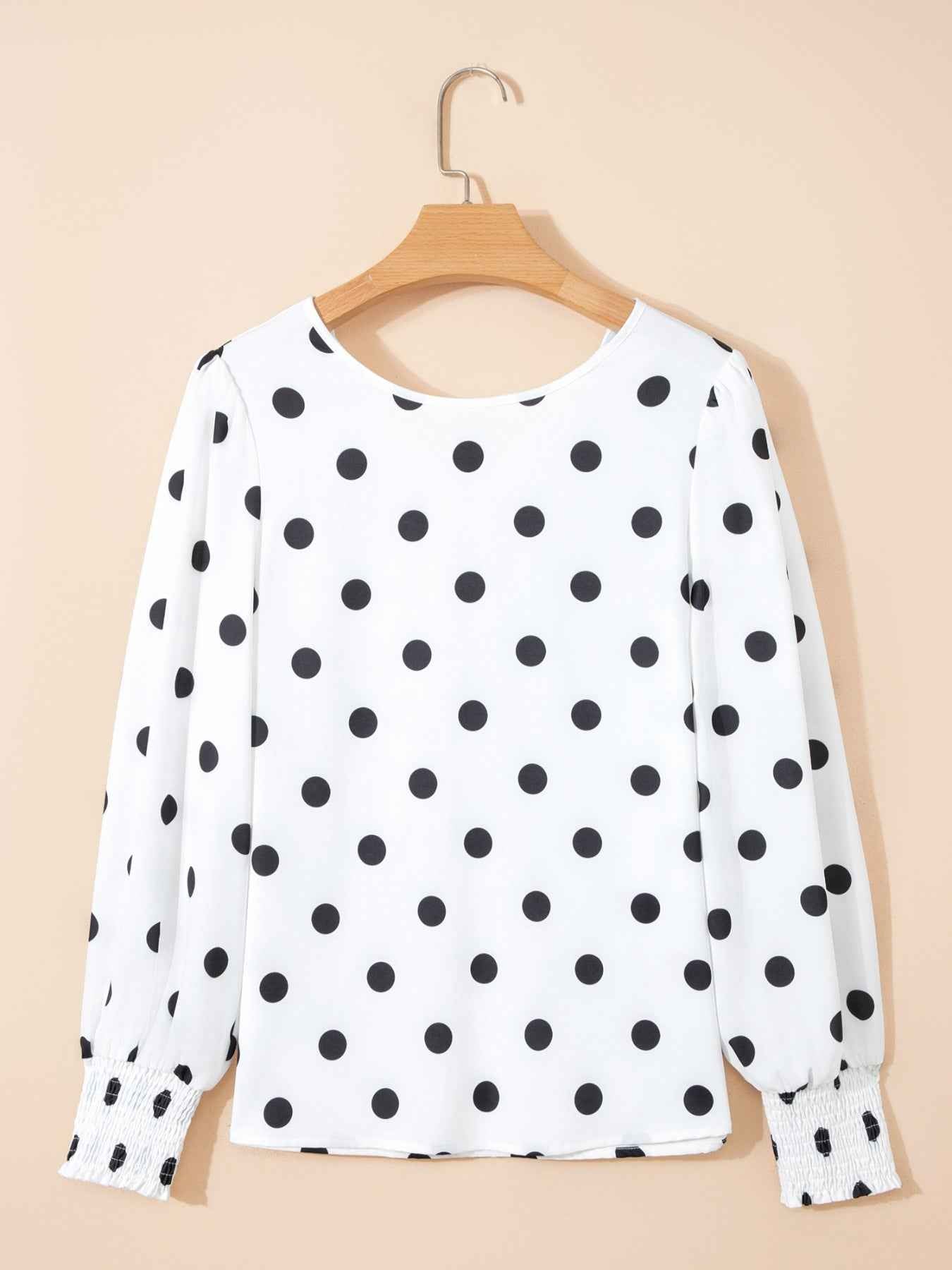 Blouse à pois manches longues