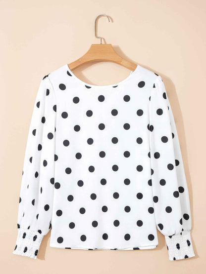 Blouse à pois manches longues