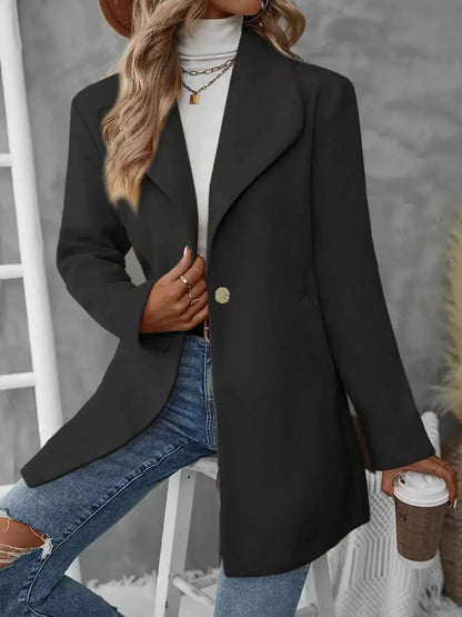 Manteau oversize col à revers bouton unique en mélange laine