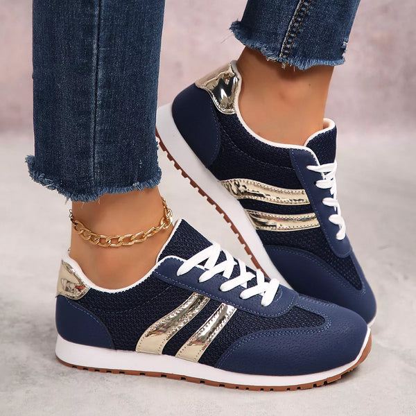 Baskets à lacets bout rond — bleu