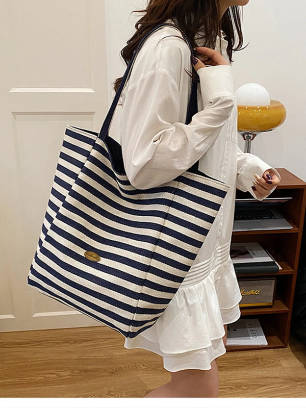 Sac cabas rayé en canvas