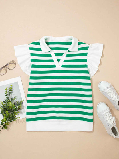 Blouse rayée à manches volantées