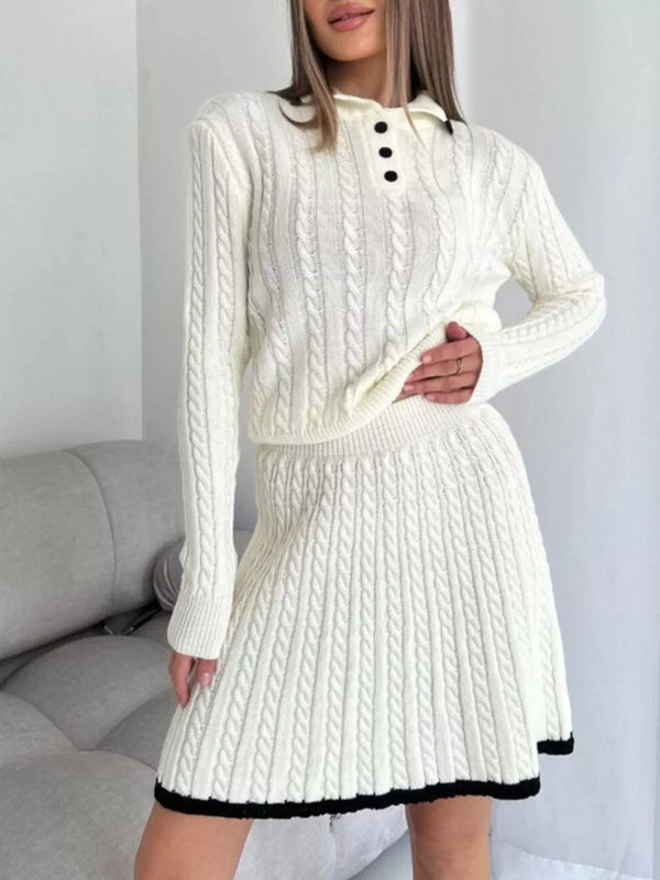 Ensemble deux pièces en maille torsadée