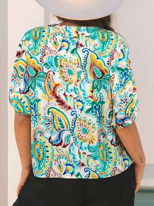 Blouse à imprimé paisley et manches bouffantes