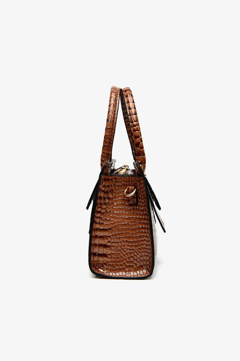 Grand sac en cuir texturé brun foncé