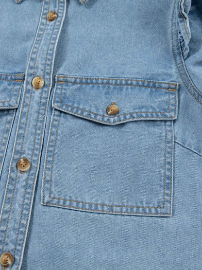 Chemise en jean boutonnée à volants