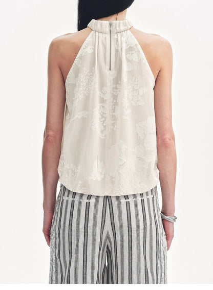 Top débardeur col halter rétro motif floral brulé MyParisMonaco