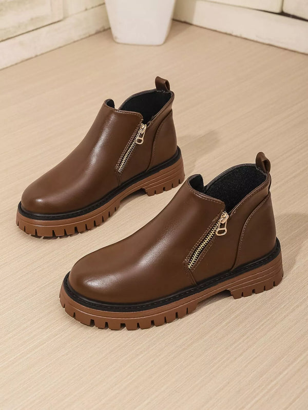 Chelsea boot cuir zip doré semelle crantée