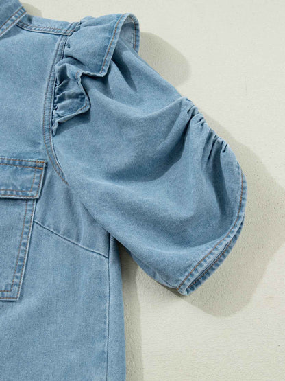 Chemise en jean boutonnée à volants