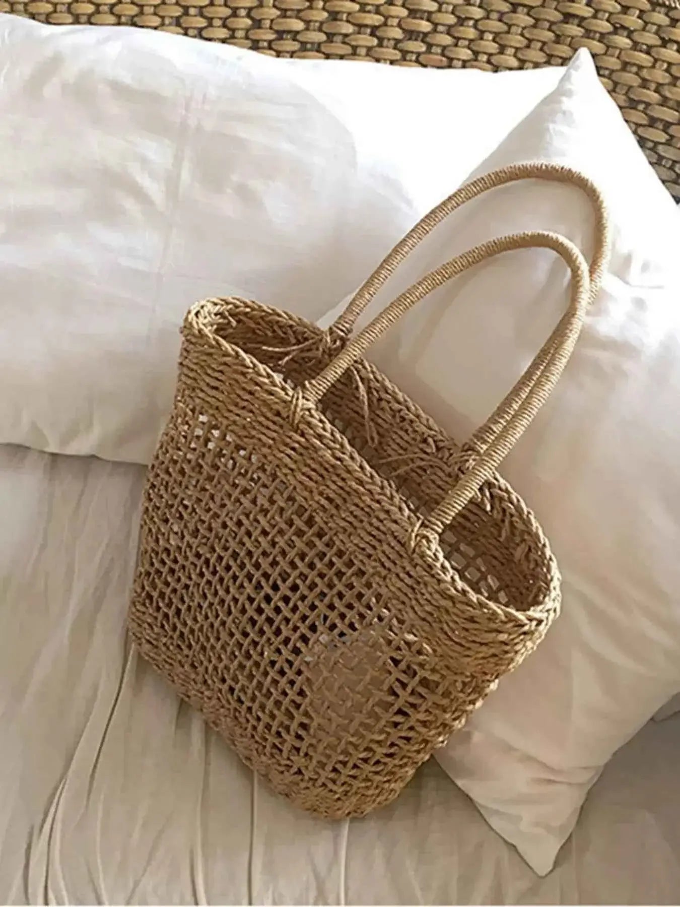 Grand sac en paille tressée