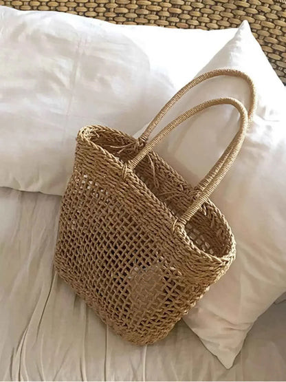 Grand sac en paille tressée