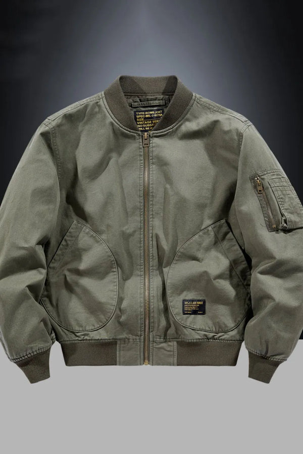 Blouson bomber MA-1 homme col baseball zip doré poche manche
