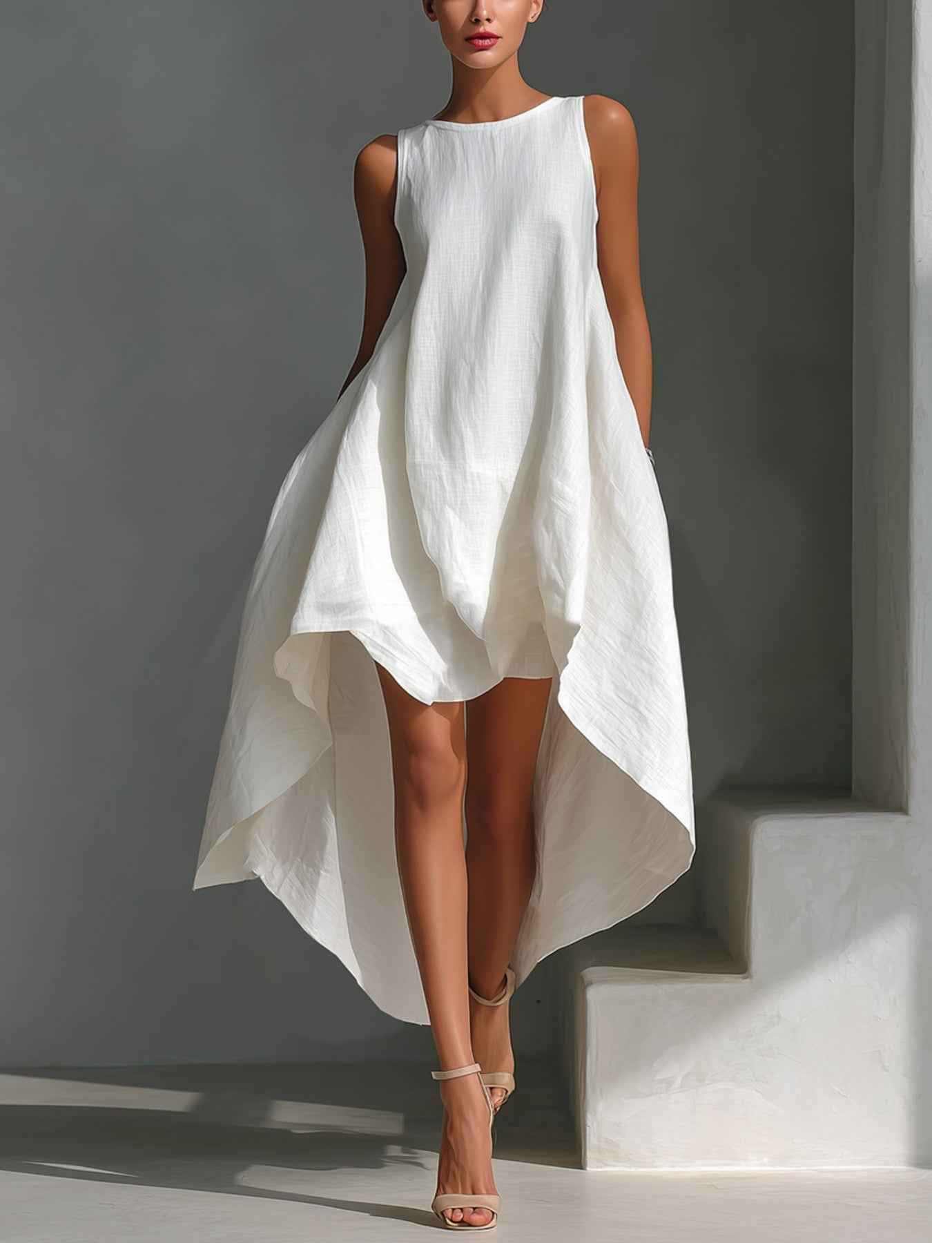 Robe sans manches à ourlet asymétrique