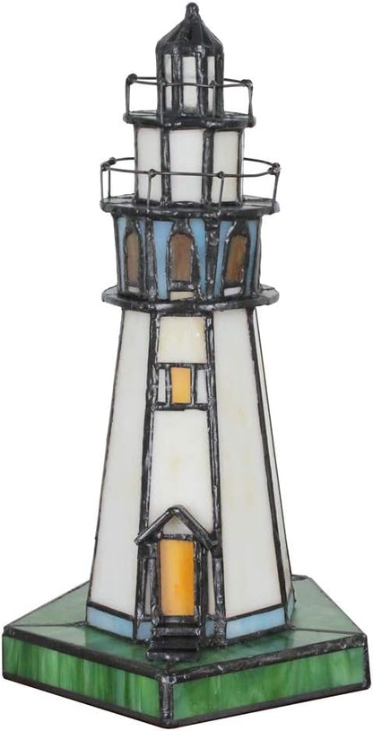 Lampe de table phare en vitrail Tiffany fait main