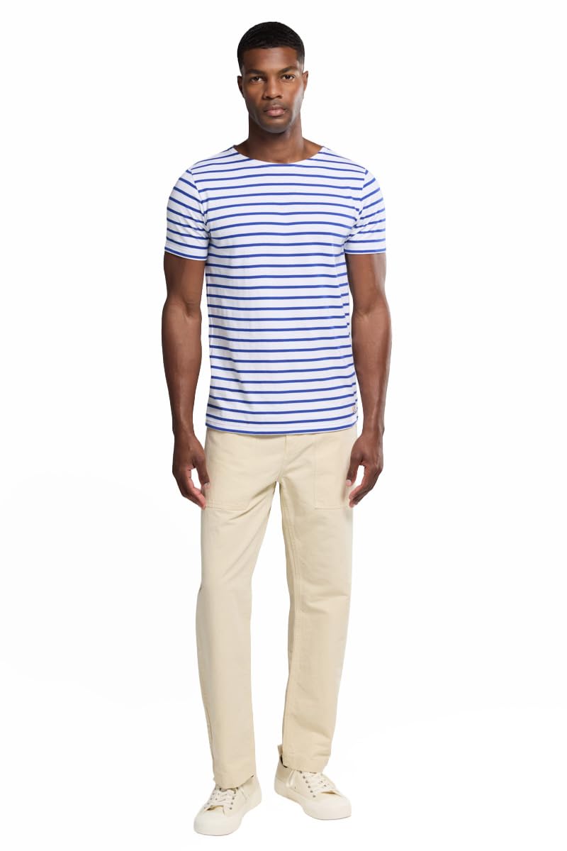 Marinière Armor Lux modèle Hoedic, coton jersey léger col bateau — blanc étoile