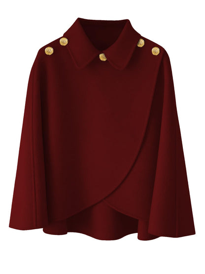 Cape châle femme hiver, fausse fourrure col à revers boutons vintage