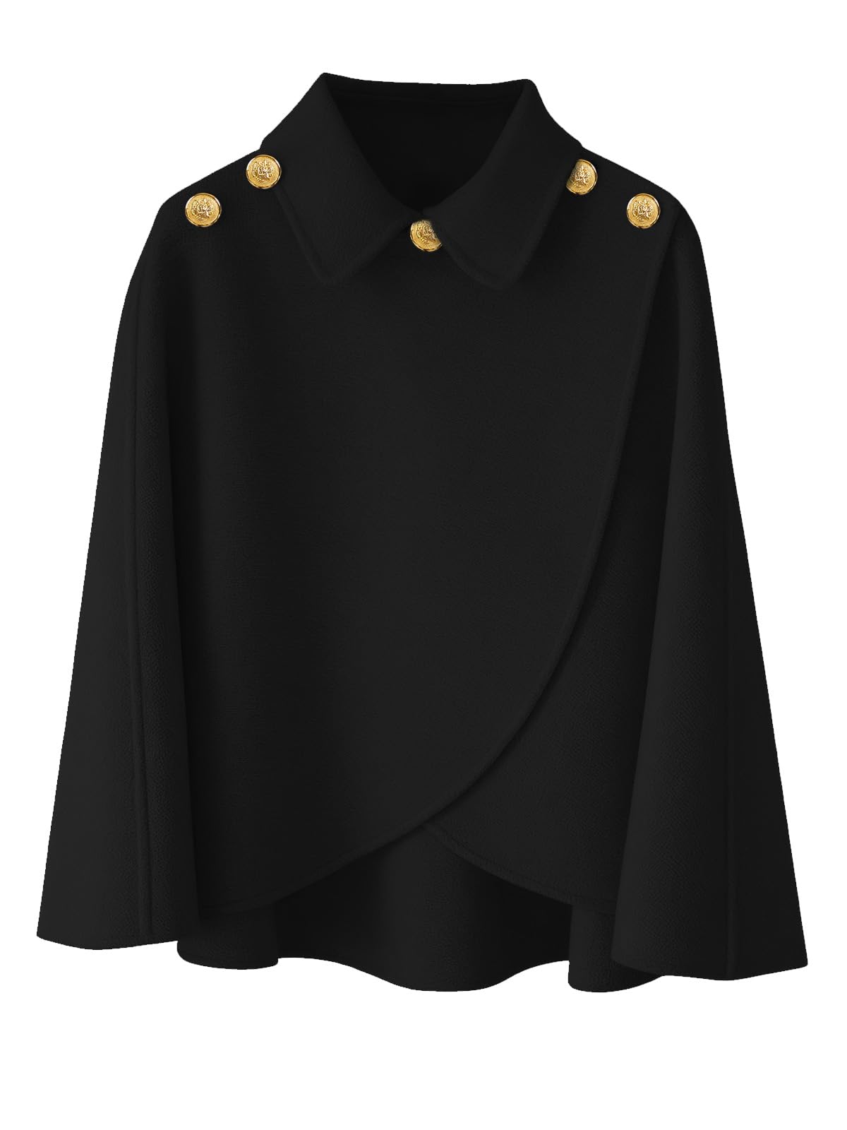 Cape châle femme hiver, fausse fourrure col à revers boutons vintage