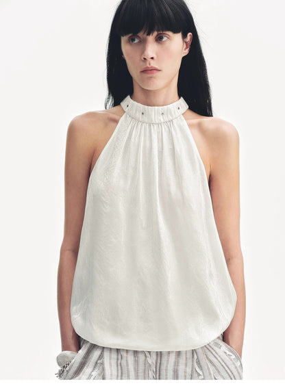 Top débardeur col halter rétro motif floral brulé MyParisMonaco