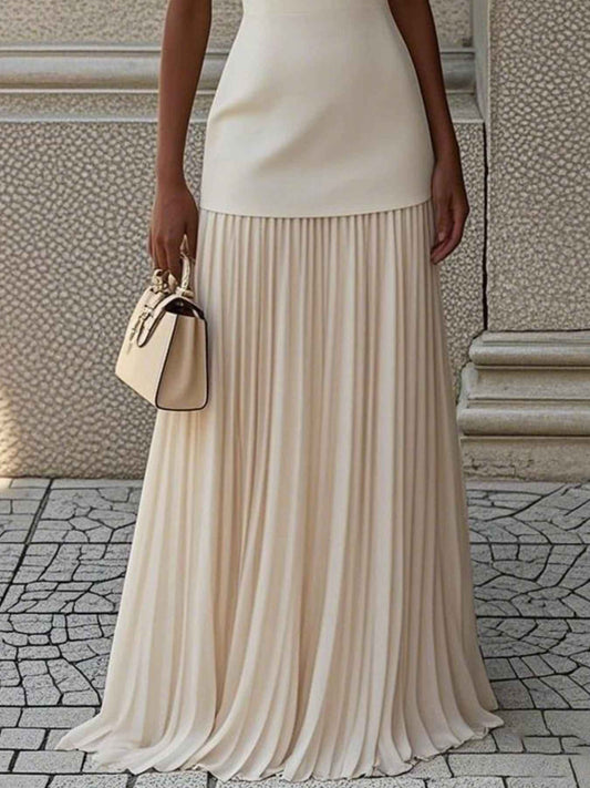 Robe maxi sans manches à plis
