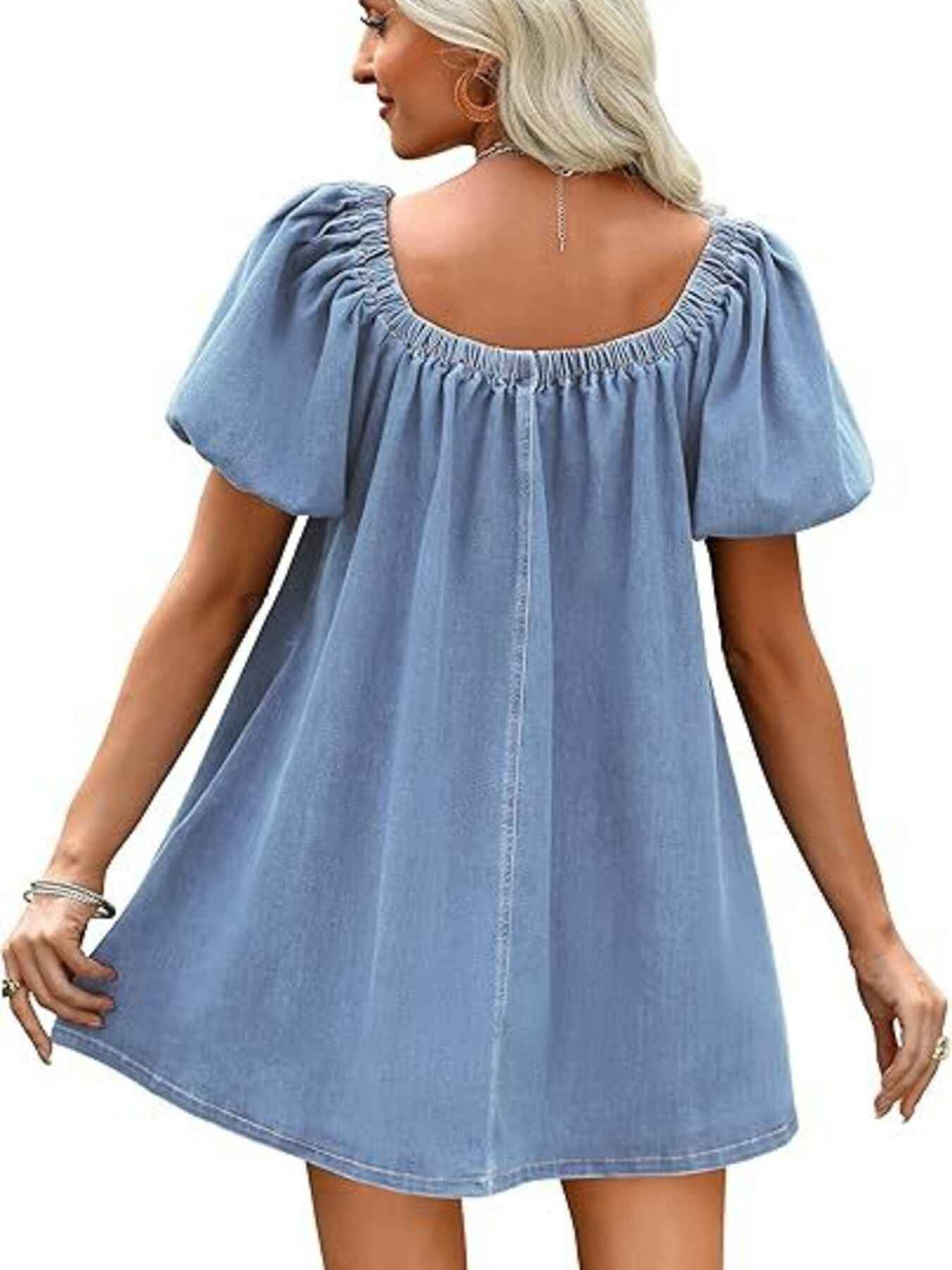 Robe en jean épaules dénudées avec lien à nouer