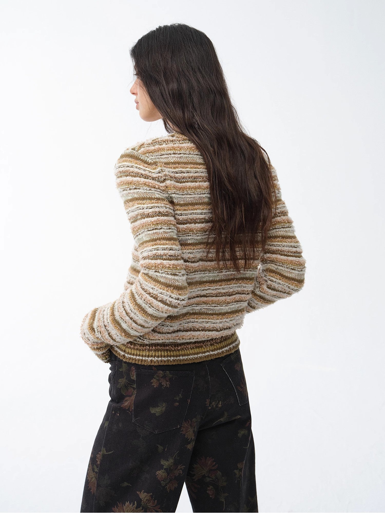 Cardigan rayé en maille tissée col V printemps MyParisMonaco
