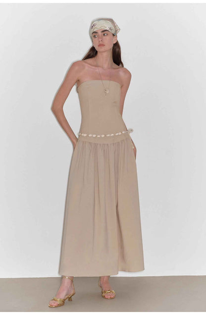 Robe midi trapèze bustier taille haute ajustée - MyParisMonaco