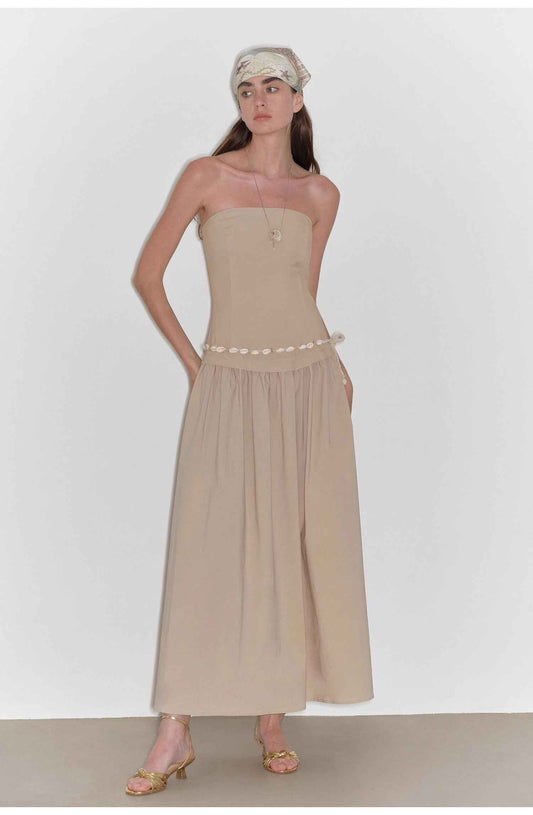 Robe midi trapèze bustier taille haute ajustée - MyParisMonaco