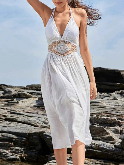 Robe cache-maillot col halter sans manches à taille en crochet