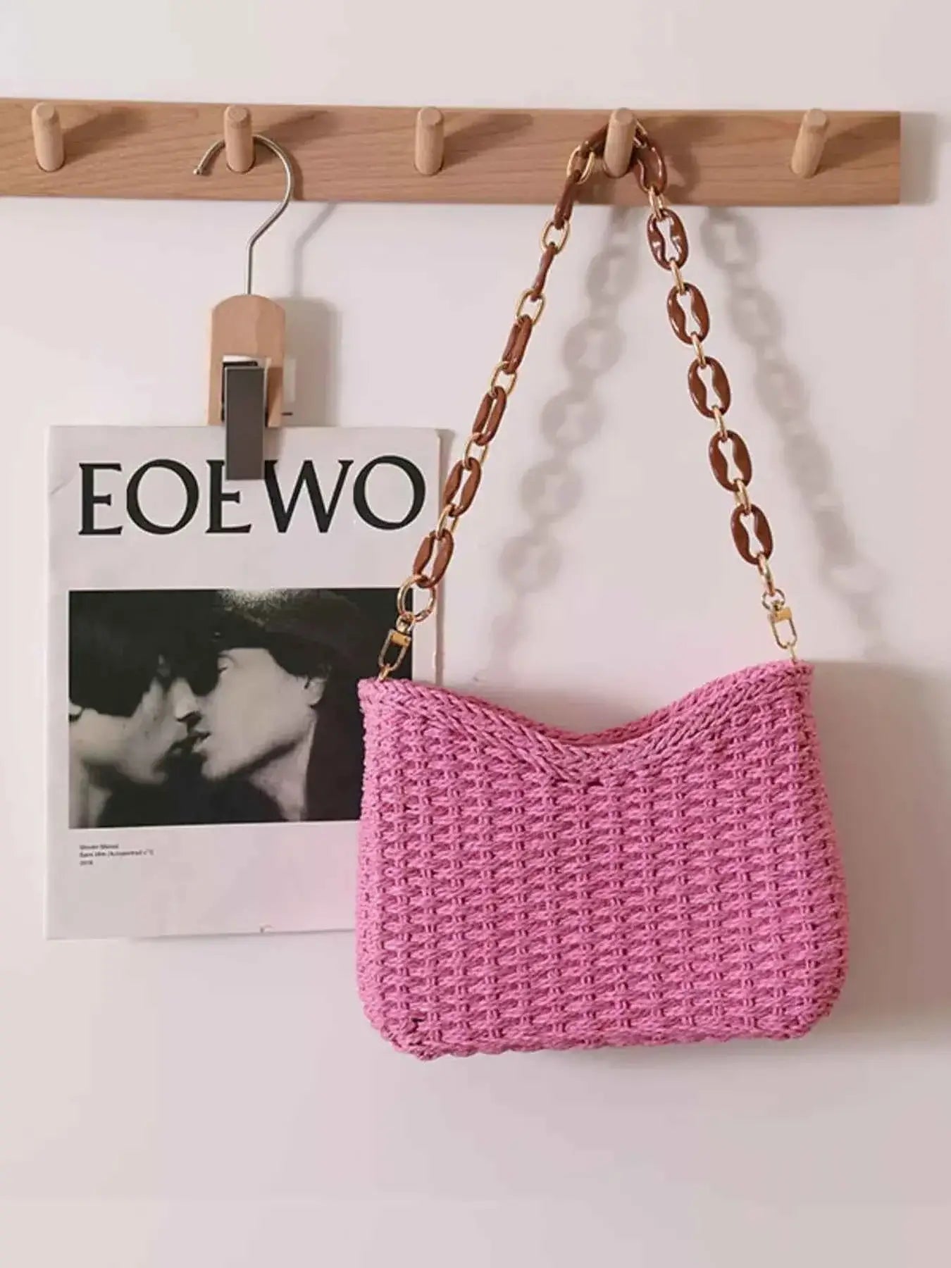 Petit sac à épaule en paille tressée
