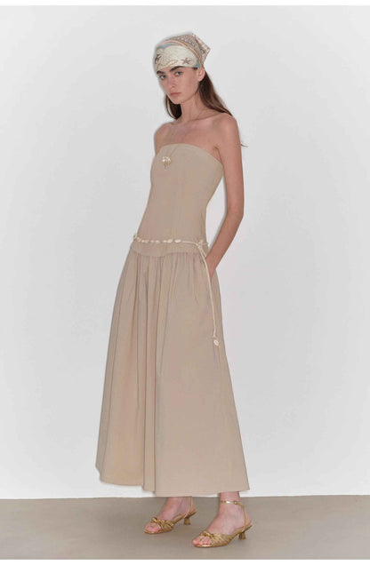 Robe midi trapèze bustier taille haute ajustée - MyParisMonaco