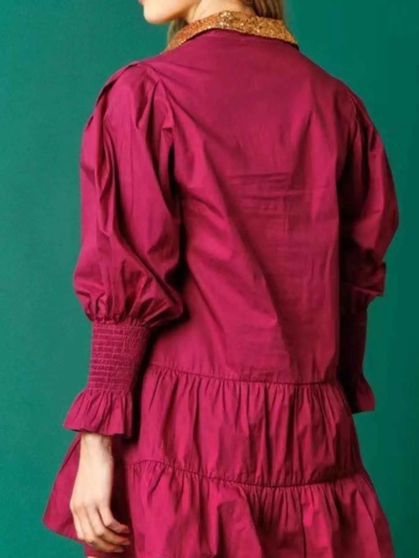 Robe chemise à paillettes étagée