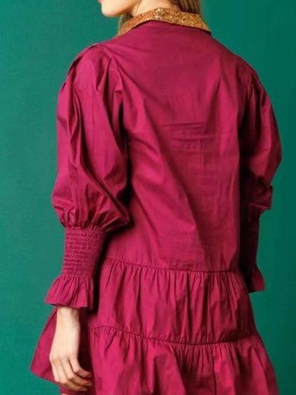 Robe chemise à paillettes étagée