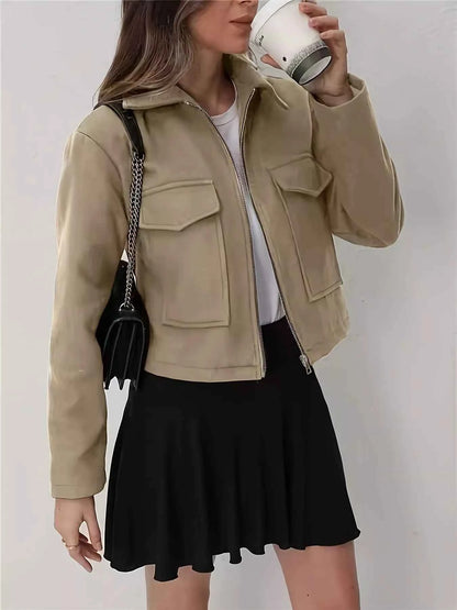 Veste courte zippée à poches