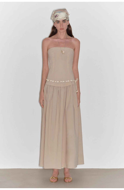 Robe midi trapèze bustier taille haute ajustée - MyParisMonaco