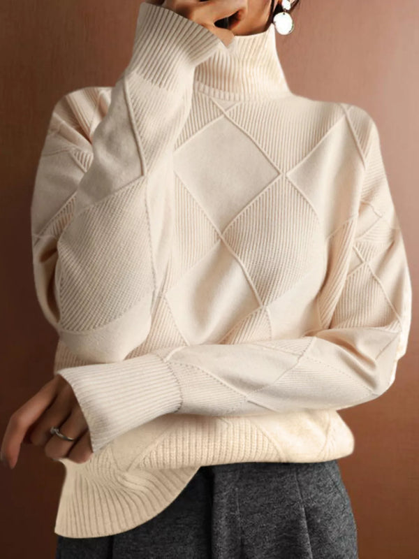 Pull col roulé motif argyle