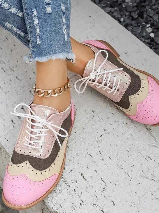 Mocassins bicolores bout rond plates
